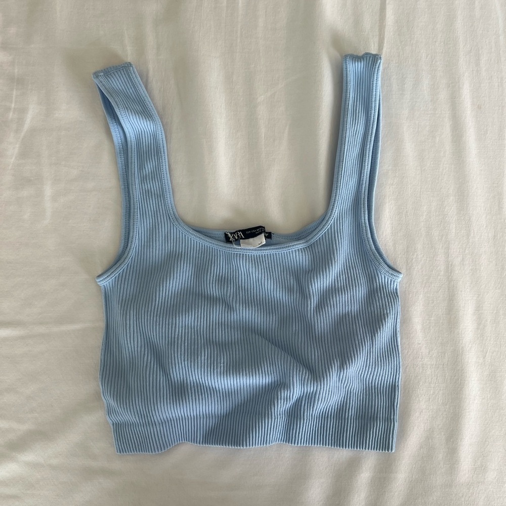 Light Blue Ribbed Tank Top
